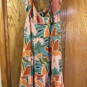 Tribal Pink and Orange Floral Maxi Dress
